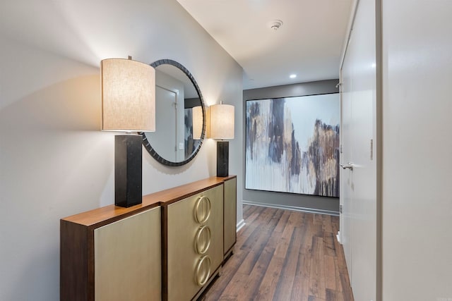 hall featuring dark hardwood / wood-style floors