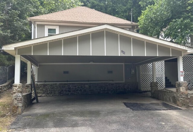 exterior space featuring a carport