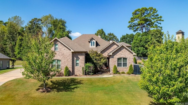 view of front of property with a front lawn