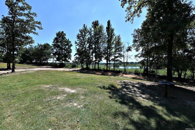 view of yard with a water view