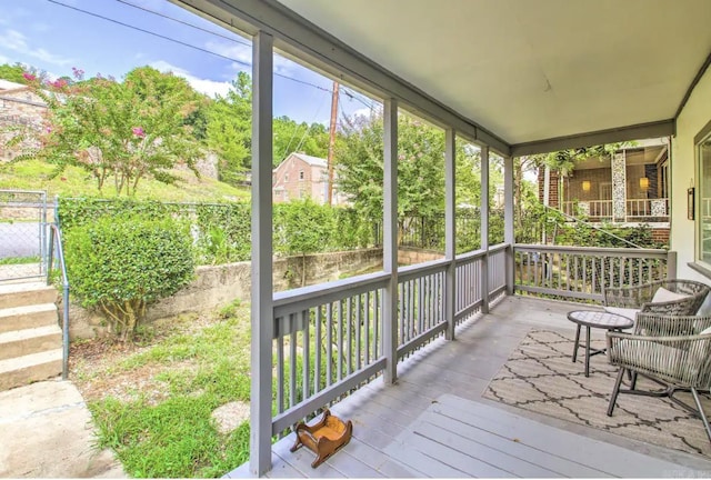 wooden terrace with fence