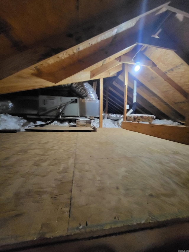 view of unfinished attic