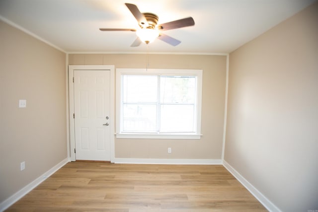 interior space with light hardwood / wood-style flooring and ceiling fan