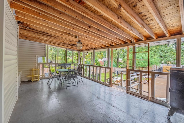 view of unfurnished sunroom