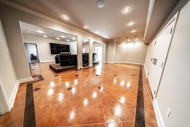 interior space featuring crown molding