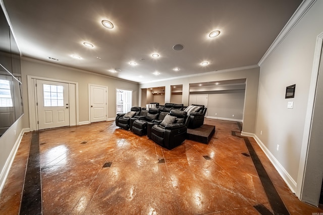 interior space with ornamental molding