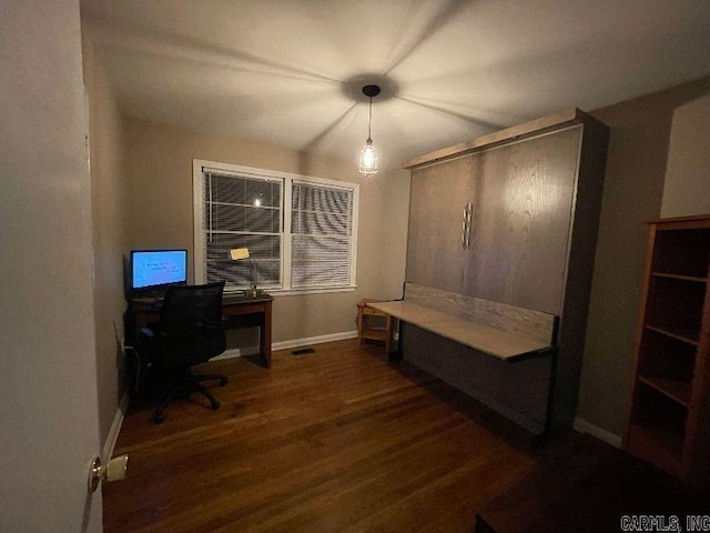 office featuring dark wood-type flooring