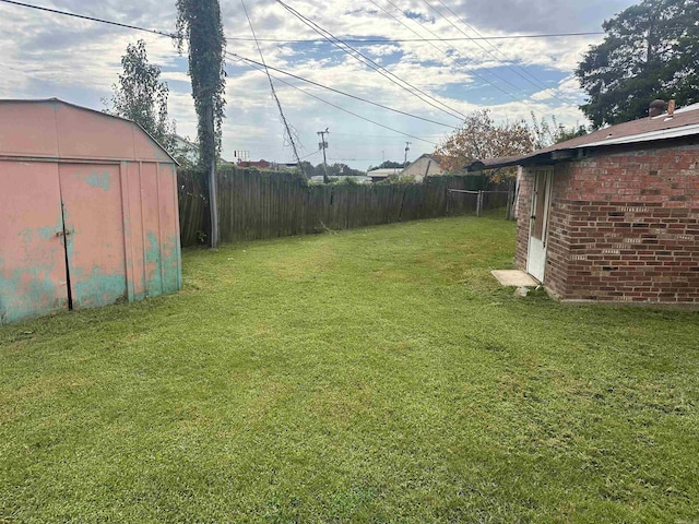 view of yard with a storage unit