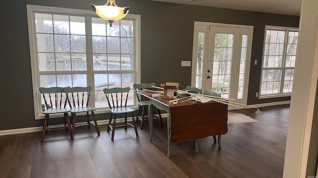 dining room with a healthy amount of sunlight and wood finished floors