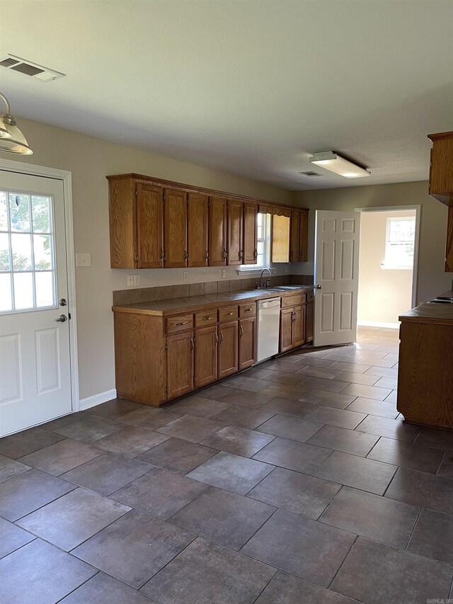 kitchen featuring sink and white dishwasher