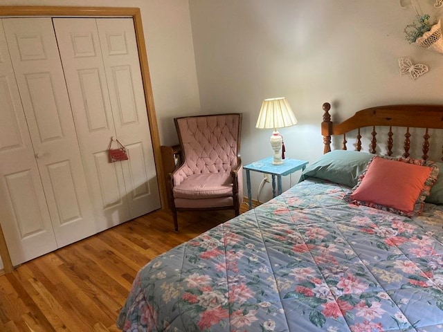 bedroom featuring a closet and hardwood / wood-style floors