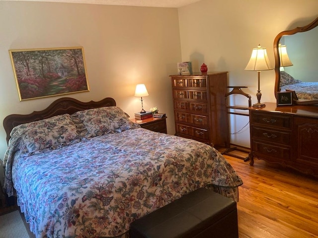 bedroom with light hardwood / wood-style flooring