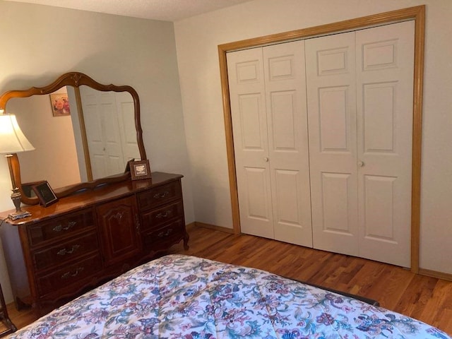 bedroom featuring a closet and hardwood / wood-style floors