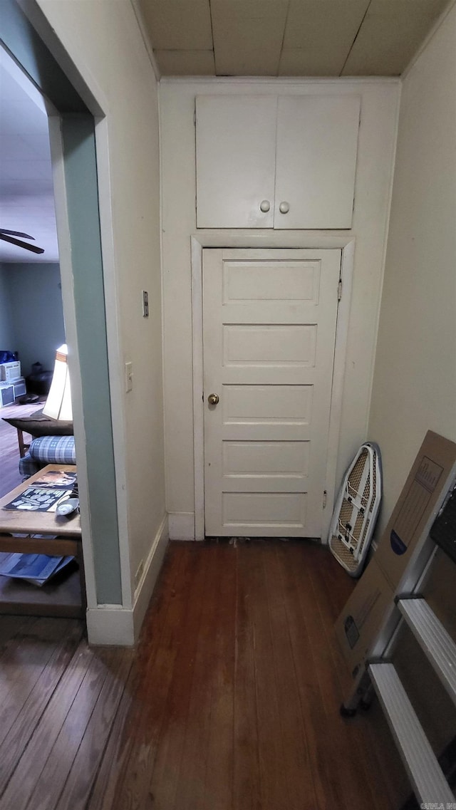 hallway featuring dark hardwood / wood-style flooring