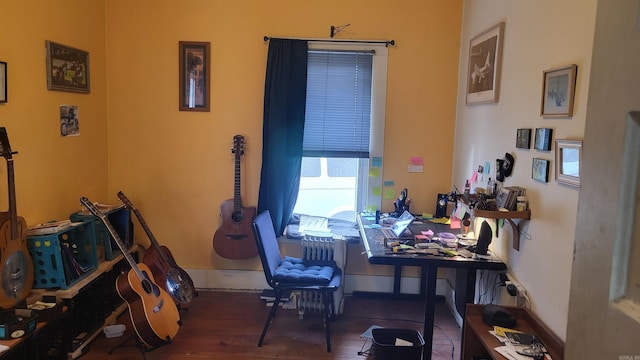 office area with dark hardwood / wood-style flooring