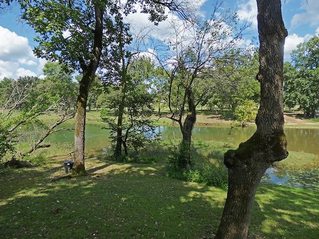 view of yard with a water view