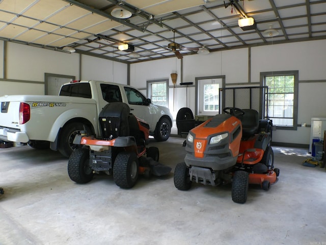 garage with a garage door opener