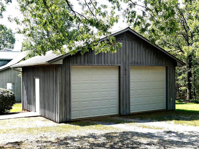 garage with wooden walls