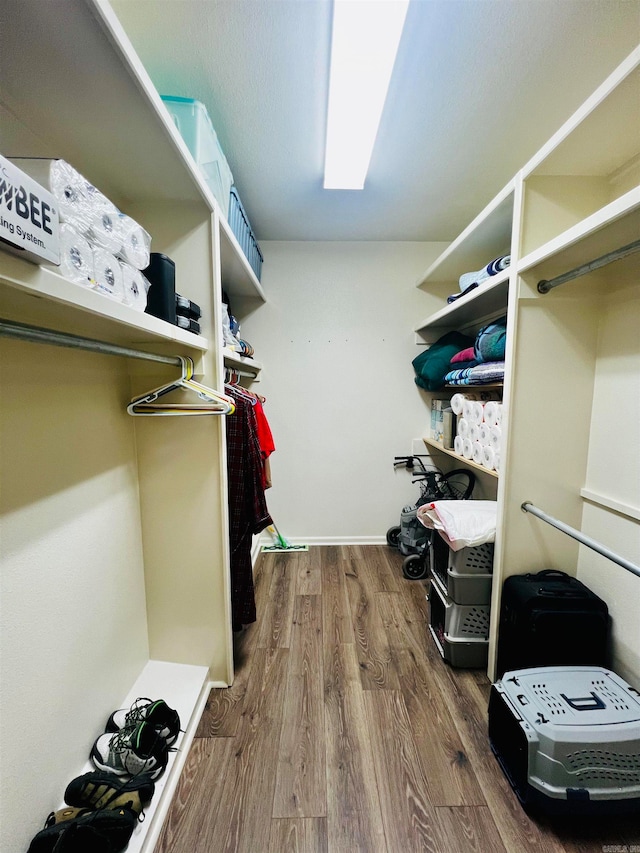 spacious closet featuring hardwood / wood-style flooring