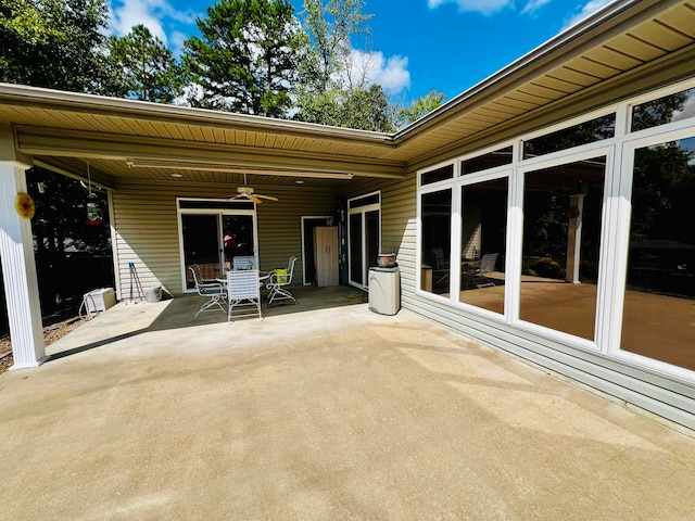 view of patio / terrace featuring ceiling fan