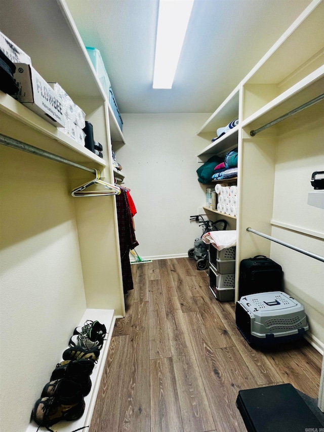 spacious closet featuring hardwood / wood-style floors