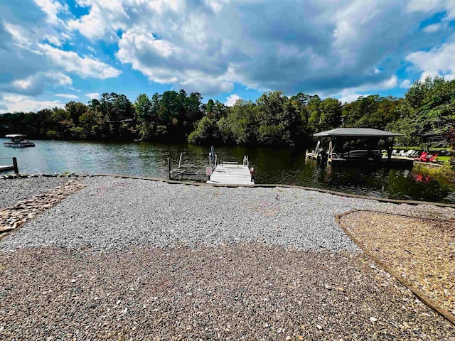 view of dock featuring a water view