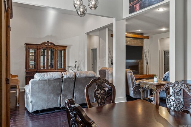 dining area featuring dark hardwood / wood-style floors