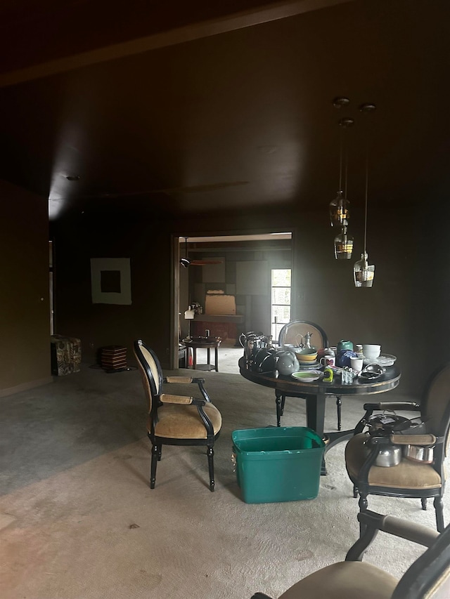 view of carpeted dining room