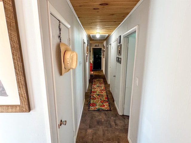 hallway featuring wood ceiling