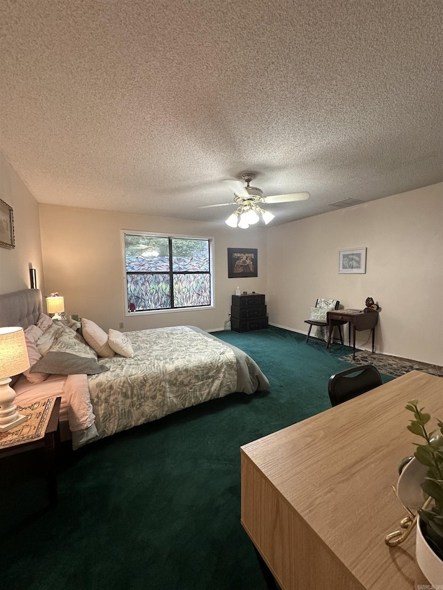 3409 Ramsgate, Fort Smith, AR 72908 - carpeted bedroom with a textured ceiling and a ceiling fan