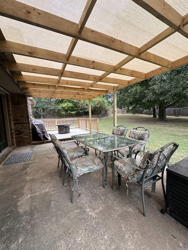 3409 Ramsgate, Fort Smith, AR 72908 - view of patio with outdoor dining area, fence, grilling area, and a pergola