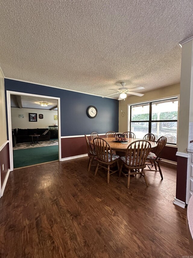 3409 Ramsgate, Fort Smith, AR 72908 - dining room featuring a textured ceiling, baseboards, ceiling fan, and wood finished floors