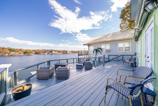 301 Kleinshore # 8, Hot Springs, AR 71913 - wooden terrace with an outdoor hangout area and a water view
