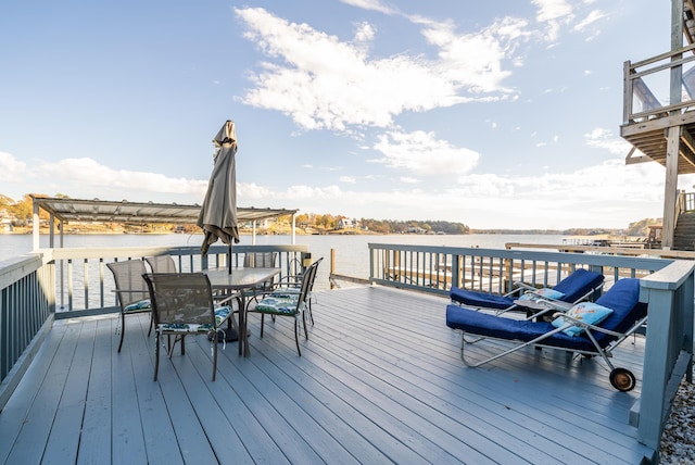 deck with a water view