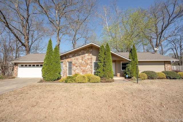 single story home featuring a garage