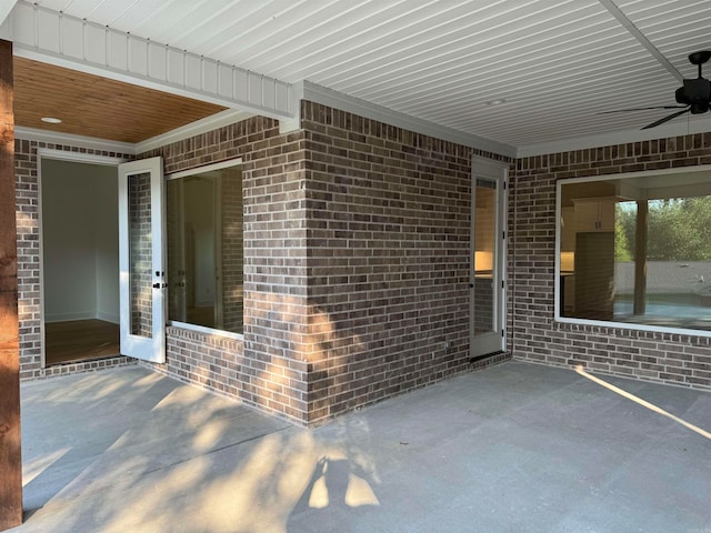 view of patio with ceiling fan