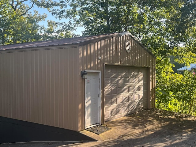 exterior space with a garage