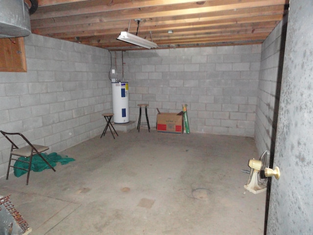 basement with water heater