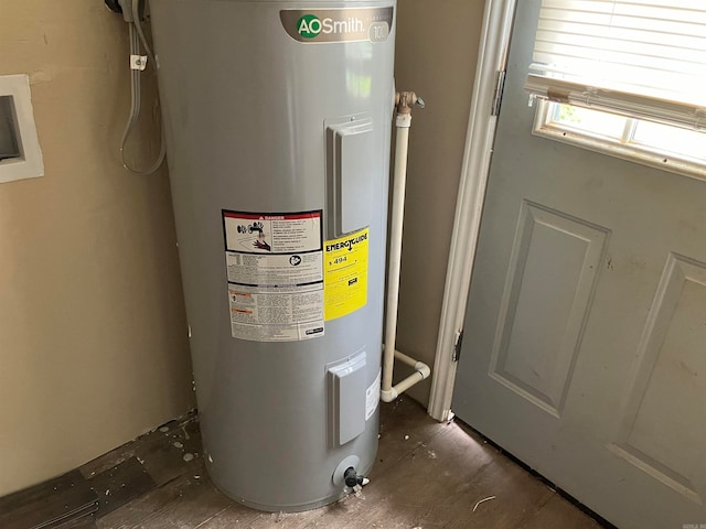 utility room featuring water heater