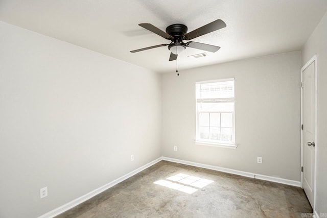 unfurnished room with ceiling fan