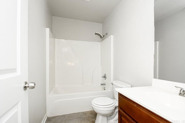 full bathroom with vanity, toilet, and  shower combination