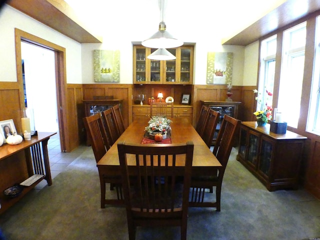 view of carpeted dining space