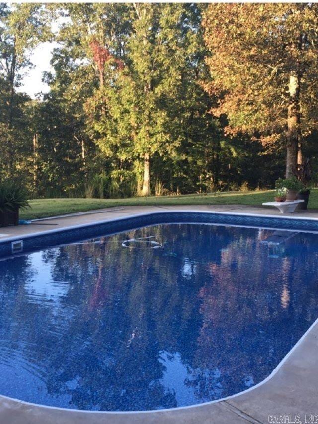 view of pool featuring a diving board