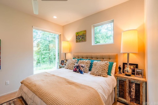 bedroom featuring ceiling fan