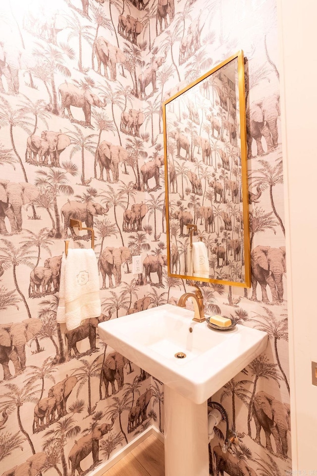 bathroom featuring hardwood / wood-style flooring