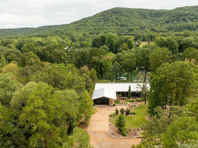 drone / aerial view featuring a mountain view