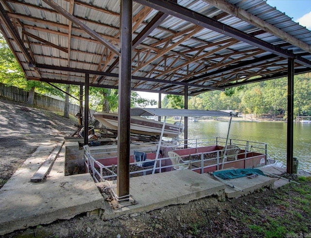 dock area featuring a water view