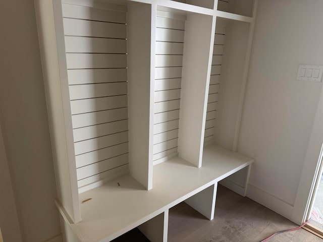 mudroom with carpet