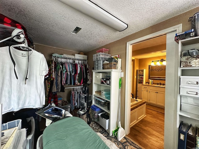 spacious closet with hardwood / wood-style flooring and sink