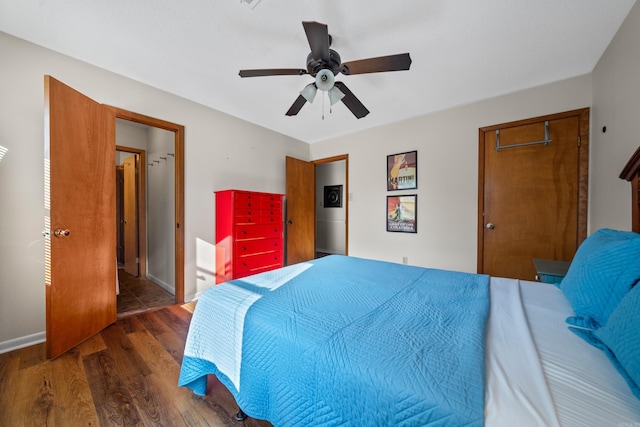 5371 Central Ave Unit 1B, Hot Springs, AR 72210 - bedroom featuring wood finished floors, baseboards, and a ceiling fan